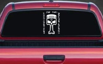 Gear Heads Don't Die They Become Legends Skull Piston Car or Truck Vinyl Window Decal Sticker