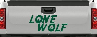 Lone Wolf with Howling Wolf Car or Truck Vinyl Window Decal Sticker (Dark Green)