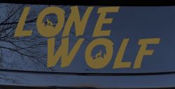 Lone Wolf with Howling Wolf Car or Truck Vinyl Window Decal Sticker (Gold)