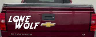 Lone Wolf with Howling Wolf Car or Truck Vinyl Window Decal Sticker (White)