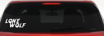 Lone Wolf with Howling Wolf Car or Truck Vinyl Window Decal Sticker (White)