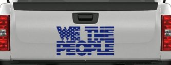 We The People American Flag Text Car or Truck Vinyl Window Decal Sticker (Navy)