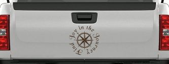 Find Joy in the Journey with Compass Car or Truck Vinyl Window Decal Sticker (Brown)