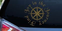 Find Joy in the Journey with Compass Car or Truck Vinyl Window Decal Sticker (Gold)