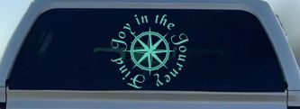Find Joy in the Journey with Compass Car or Truck Vinyl Window Decal Sticker (Mint)