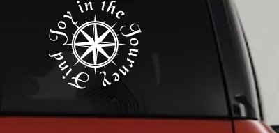 Find Joy in the Journey with Compass Car or Truck Vinyl Window Decal Sticker
