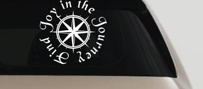 Find Joy in the Journey with Compass Car or Truck Vinyl Window Decal Sticker