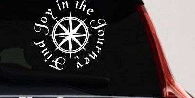 Find Joy in the Journey with Compass Car or Truck Vinyl Window Decal Sticker