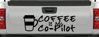 Coffee is My Co Pilot Car or Truck Vinyl Window Decal Sticker (Black)