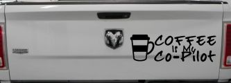 Coffee is My Co Pilot Car or Truck Vinyl Window Decal Sticker (Black)