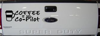 Coffee is My Co Pilot Car or Truck Vinyl Window Decal Sticker (Black)