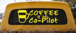 Coffee is My Co Pilot Car or Truck Vinyl Window Decal Sticker (Yellow)