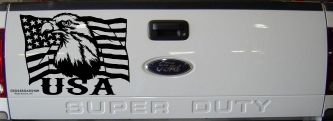 USA American Flag and Bald Eagle Left Car or Truck Vinyl Window Decal Sticker (Black)
