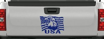USA American Flag and Bald Eagle Left Car or Truck Vinyl Window Decal Sticker (Navy)