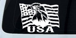 USA American Flag and Bald Eagle Left Car or Truck Vinyl Window Decal Sticker