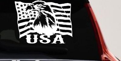 USA American Flag and Bald Eagle Left Car or Truck Vinyl Window Decal Sticker