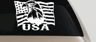 USA American Flag and Bald Eagle Left Car or Truck Vinyl Window Decal Sticker