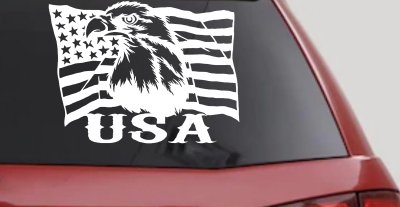 USA American Flag and Bald Eagle Left Car or Truck Vinyl Window Decal Sticker
