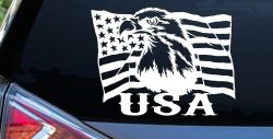 USA American Flag and Bald Eagle Left Car or Truck Vinyl Window Decal Sticker