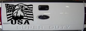 USA American Flag Bald Eagle Right Car or Truck Vinyl Window Decal Sticker (Black)