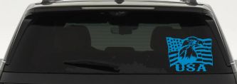 USA American Flag Bald Eagle Right Car or Truck Vinyl Window Decal Sticker (Blue)