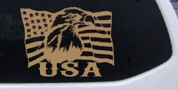 USA American Flag Bald Eagle Right Car or Truck Vinyl Window Decal Sticker (Light Brown)
