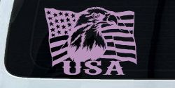 USA American Flag Bald Eagle Right Car or Truck Vinyl Window Decal Sticker (Lilac)