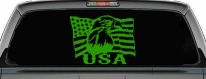 USA American Flag Bald Eagle Right Car or Truck Vinyl Window Decal Sticker (Lime)