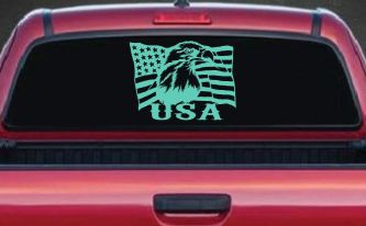 USA American Flag Bald Eagle Right Car or Truck Vinyl Window Decal Sticker (Mint)