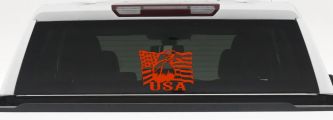 USA American Flag Bald Eagle Right Car or Truck Vinyl Window Decal Sticker (Orange Red)