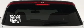 USA American Flag Bald Eagle Right Car or Truck Vinyl Window Decal Sticker (White)