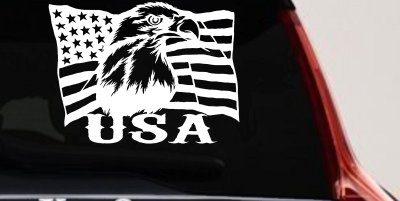 USA American Flag Bald Eagle Right Car or Truck Vinyl Window Decal Sticker