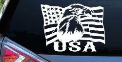 USA American Flag Bald Eagle Right Car or Truck Vinyl Window Decal Sticker