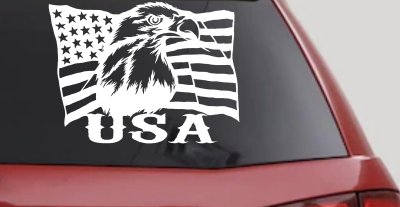 USA American Flag Bald Eagle Right Car or Truck Vinyl Window Decal Sticker