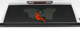 Cardinal Bird Car or Truck Vinyl Window Decal Sticker (Orange Red)