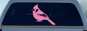 Cardinal Bird Car or Truck Vinyl Window Decal Sticker (Pink)