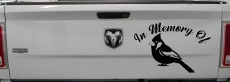 In Memory of Cardinal Bird Car or Truck Vinyl Window Decal Sticker (Black)