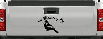 In Memory of Cardinal Bird Car or Truck Vinyl Window Decal Sticker (Black)
