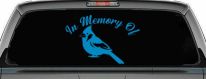 In Memory of Cardinal Bird Car or Truck Vinyl Window Decal Sticker (Blue)