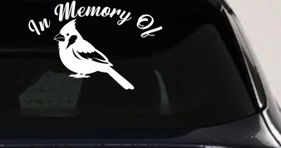 In Memory of Cardinal Bird Car or Truck Vinyl Window Decal Sticker
