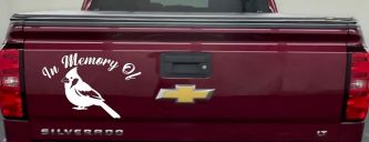In Memory of Cardinal Bird Car or Truck Vinyl Window Decal Sticker (White)