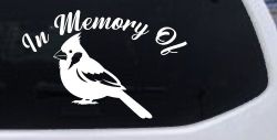 In Memory of Cardinal Bird Car or Truck Vinyl Window Decal Sticker