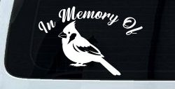 In Memory of Cardinal Bird Car or Truck Vinyl Window Decal Sticker