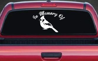 In Memory of Cardinal Bird Car or Truck Vinyl Window Decal Sticker