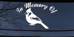 In Memory of Cardinal Bird Car or Truck Vinyl Window Decal Sticker