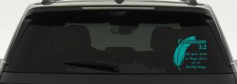 Colossians 3:2 Car or Truck Vinyl Window Decal Sticker (Turquoise)