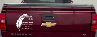 Colossians 3:2 Car or Truck Vinyl Window Decal Sticker (White)