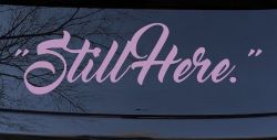 Still Here Car or Truck Vinyl Window Decal Sticker (Lilac)