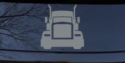 Tractor Trailer Truck Big Rig Car or Truck Vinyl Window Decal Sticker (Telegrey)