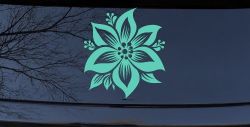 Poinsettia Flower Car or Truck Vinyl Window Decal Sticker (Mint)